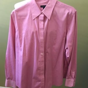 Lands End Pink long sleeved button down shirt